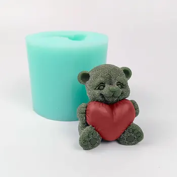 DW0394 PRZY Oblika Silikon Slatka Medvjedi Vjenčanje je Dan Rođenja 3D Ljubav Jastuk Medvjed Oblika Sapun Valentinovo Svijeća Oblik Gline Smola